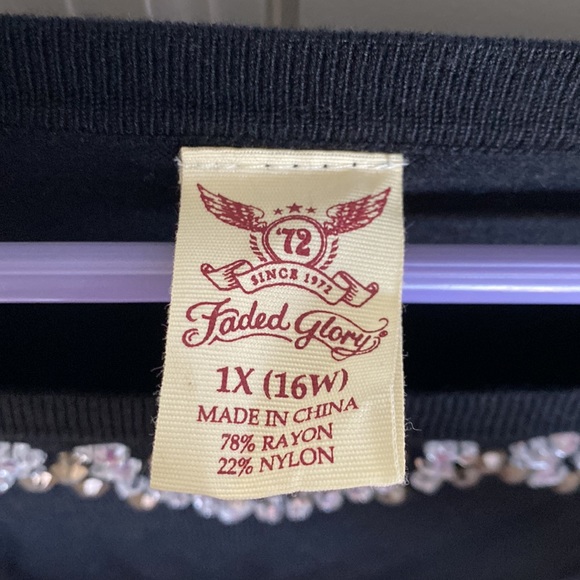 Black sweater with pretty beaded detail at neckline - Picture 3 of 5